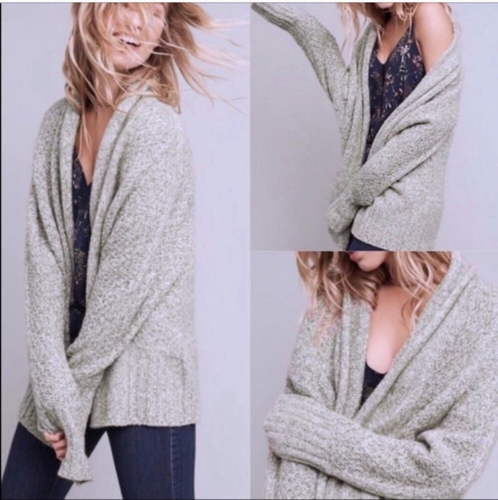 Anthropologie Angel of the North Gray Cardigan Sweater Size Medium